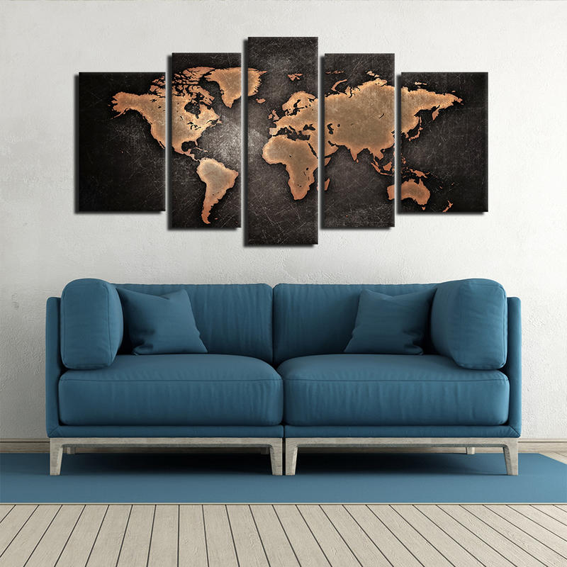 Modern Art Painting World Map Canvas Prints for Home Decor