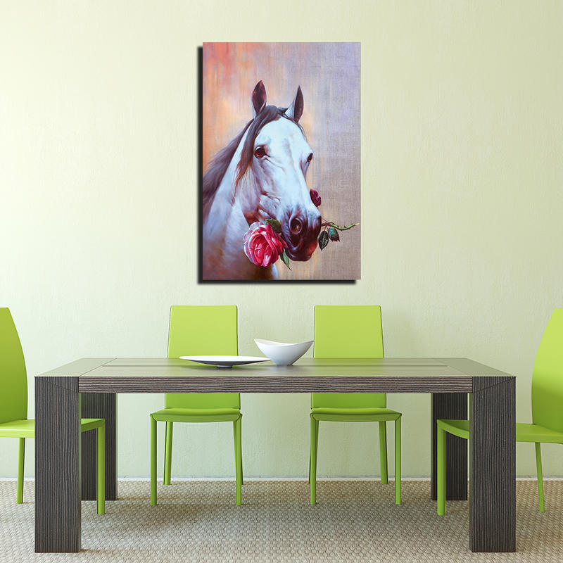 Animal Framed Wall Art Horse Oil Painting on Canvas