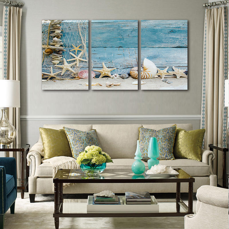 3 Panels Framed Wall Art Seashell Landscape Canvas Prints Painting 3 Panels Framed Wall Art Seashell Landscape Canvas Prints Painting