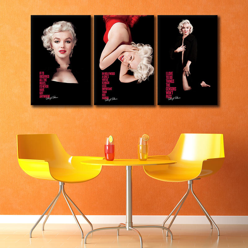 3 Pieces Modern Home Decor Marilyn Monroe Canvas Painting