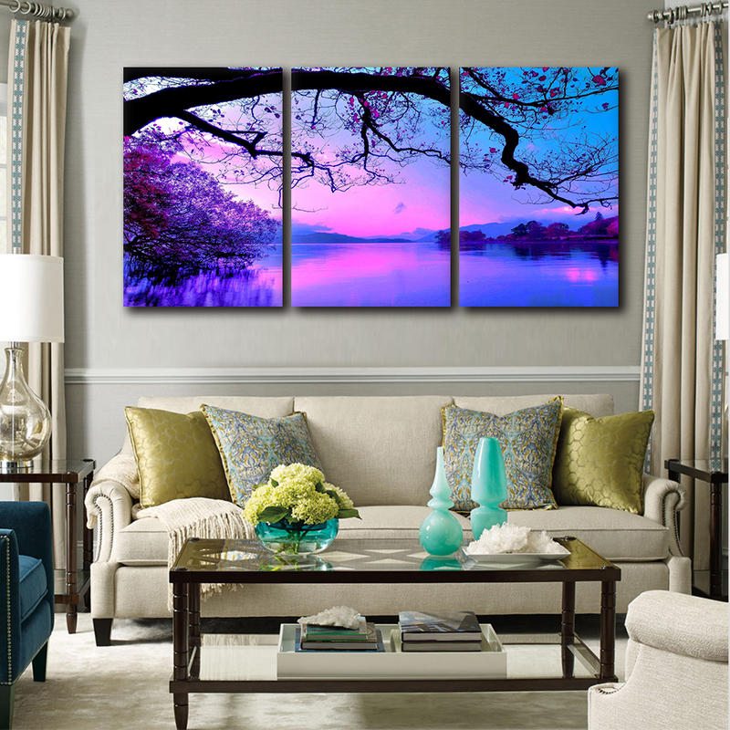 3 Panels Purple Modular Pictures Canvas Prints Painting Wall Art