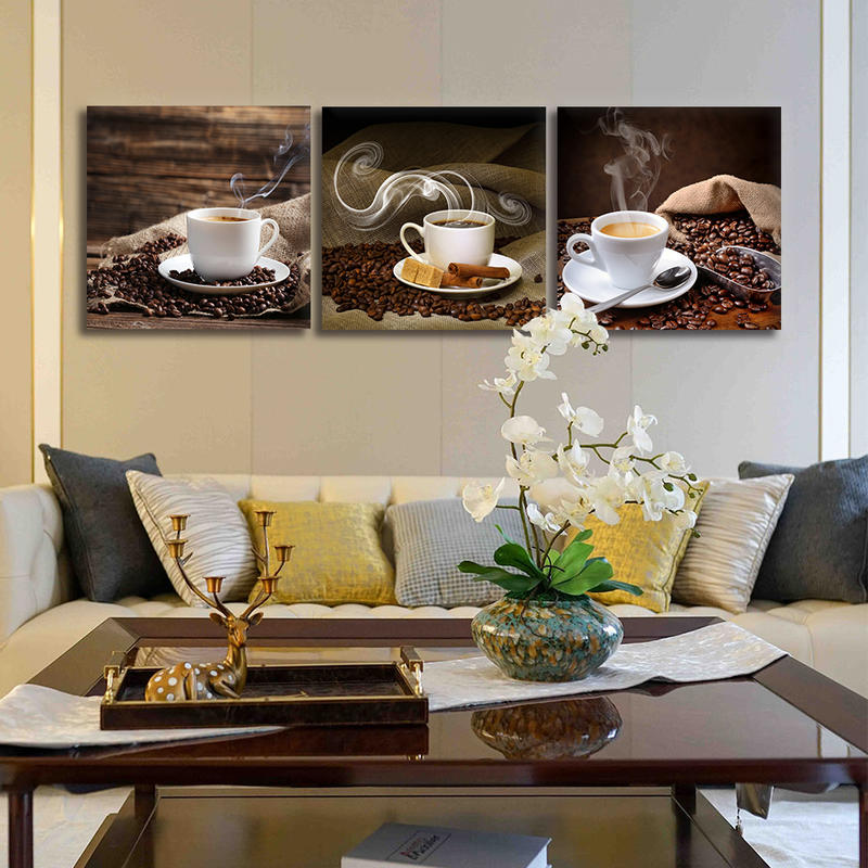 3 Panel Framed Wall Art Coffee Cup Canvas Prints Painting