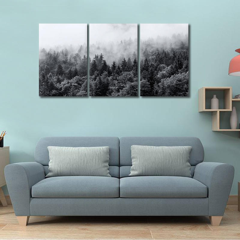 3 Panels Black and White Landscape Canvas Prints Painting