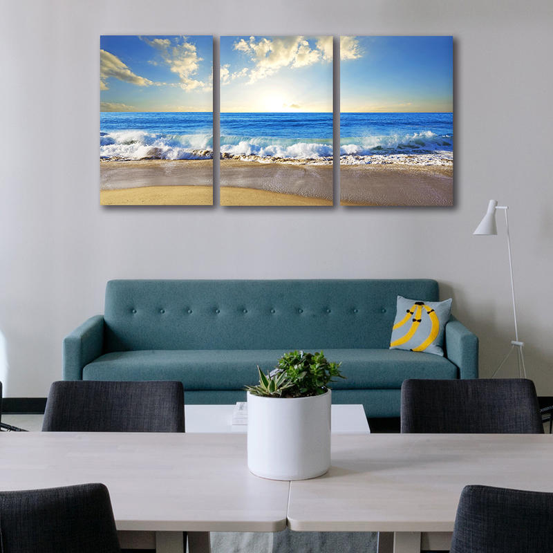 3 Panels Framed Wall Art Beach Canvas Painting Home Decor