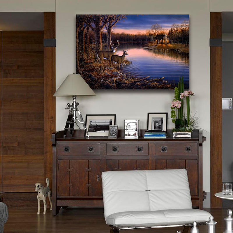 Modern Wall Art On Canvas Animal Painting Deer Wall Hanging Pictures Room Decor