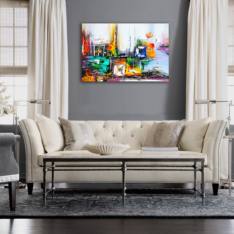 Abstract Palette Knife Oil Painting Colorful Pictures for Home Decor