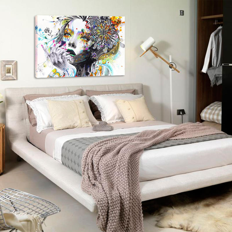 Colorful Abstract Girl Canvas Wall Art 