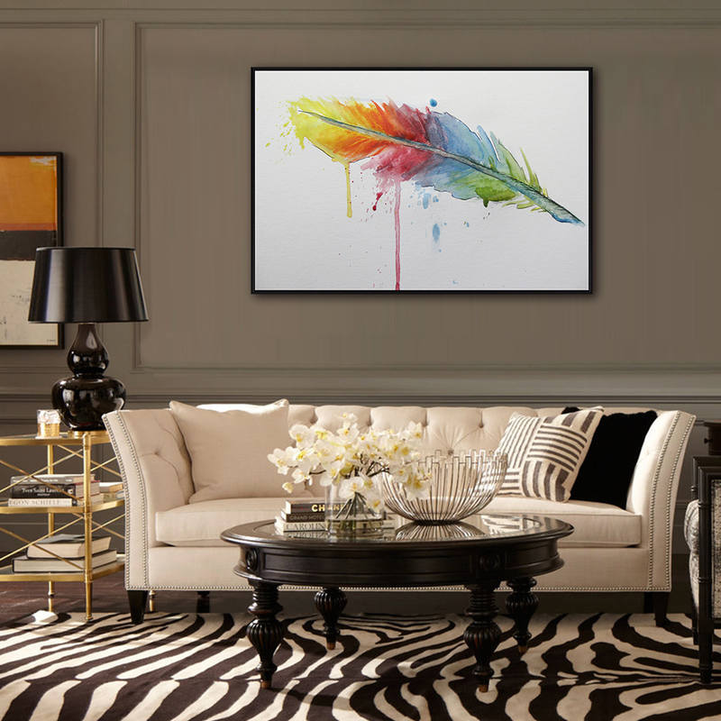 Hand Painted Abstract Feather Canvas Wall Art