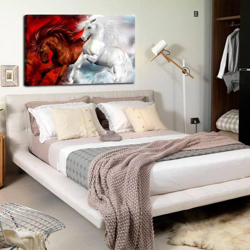 Red And White Running Horses Canvas Prints Red And White Running Horses Canvas Prints