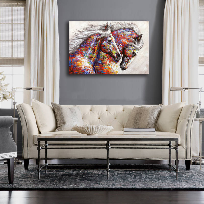 Colorful Running Horses Canvas Prints for Wall Art