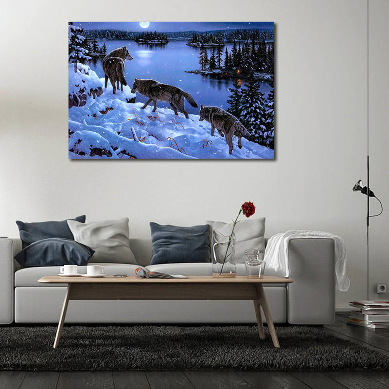 Wild Life Wall Art,Wolf Paintings for Home Decor