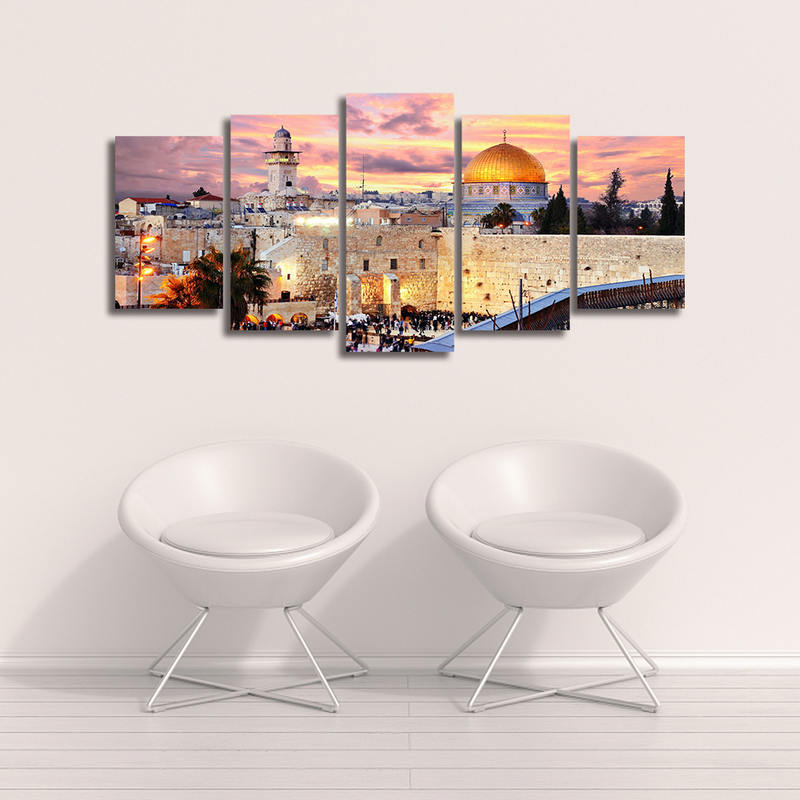 5 Panel Muslim Frame Modern Wall Art Islam Pictures For Living Room