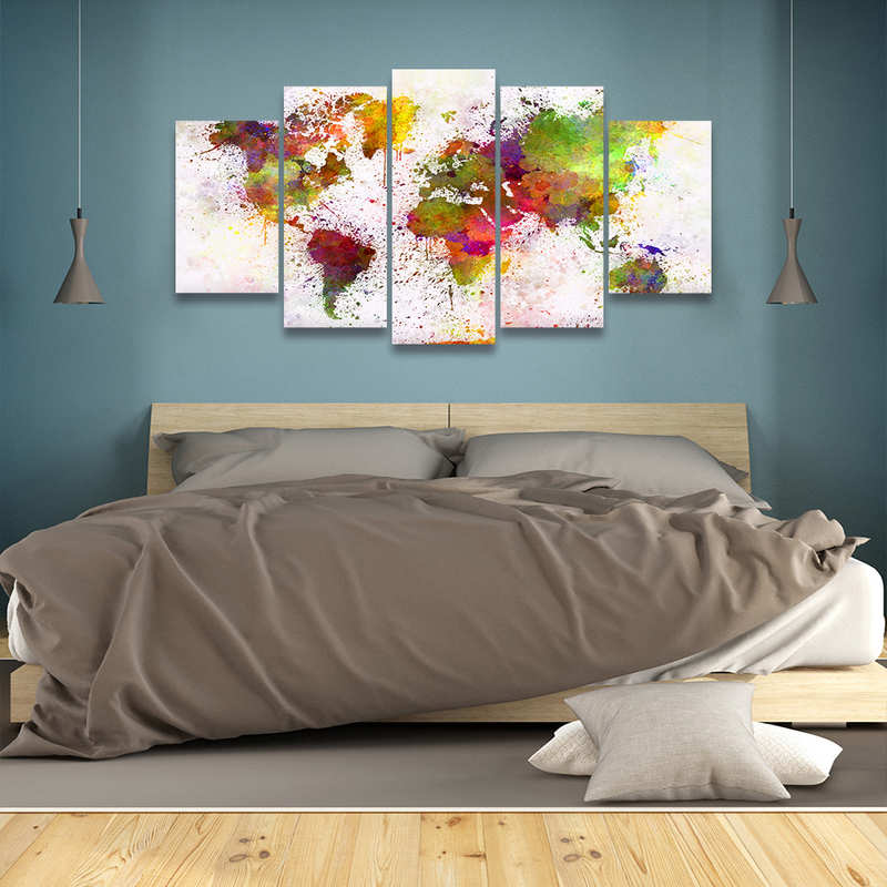 5 Pieces World Map Wall Decal for Living Room Bedroom Decorations