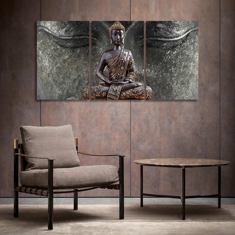 Buddha Statue Canvas Prints Wall Decor Art 5 Pieces