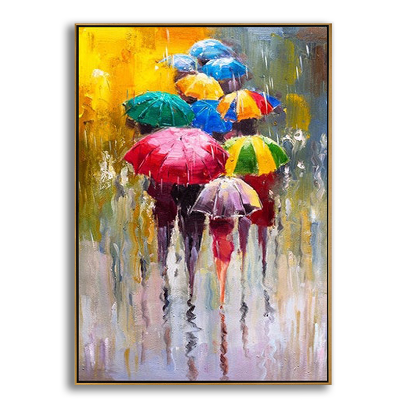 Modern Rainy Day Portrait Colorful Oil Painting on Canvas Modern Rainy Day Portrait Colorful Oil Painting on Canvas
