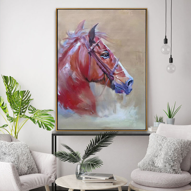 Brown Oil Painting Horse on Canvas