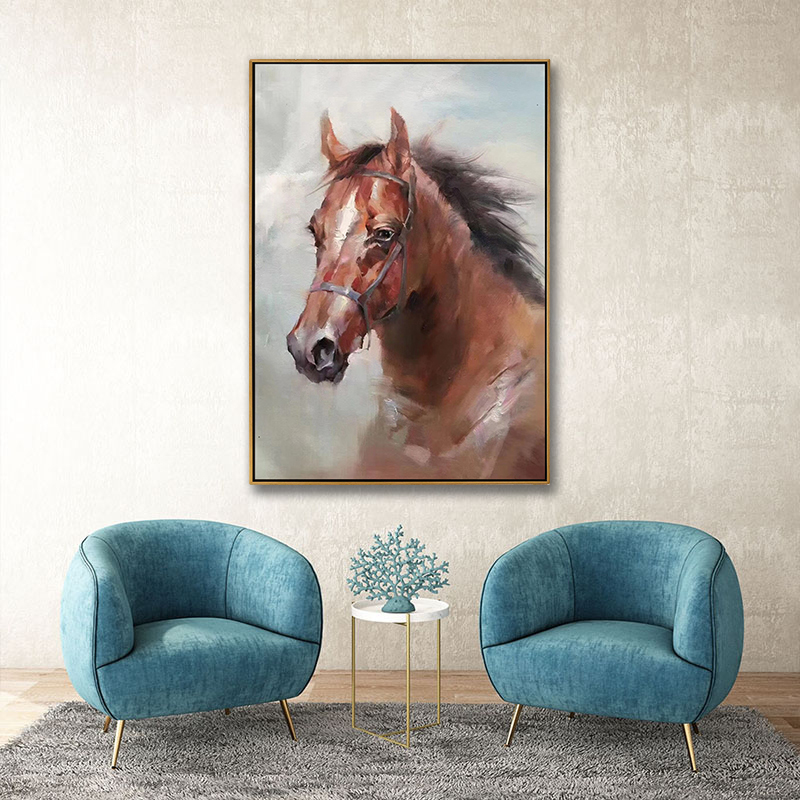 Modern Abstract Horse Head Oil Painting on Canvas