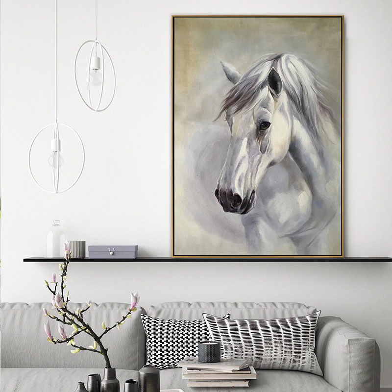 Oil Painting of White Horse Head 2