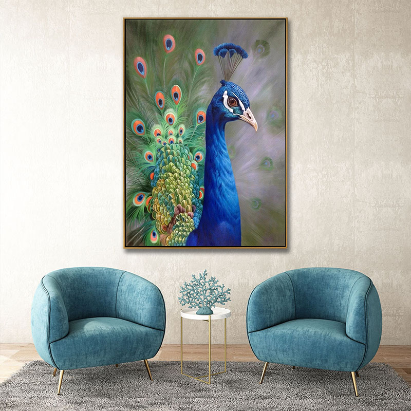 Hand Painted Peacock Oil Painting