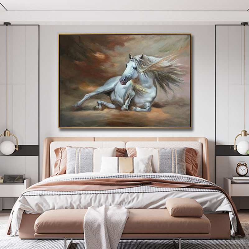 White Horse Painting On Canvas