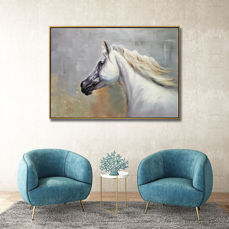 White Horse Wall Art Painting on Canvas