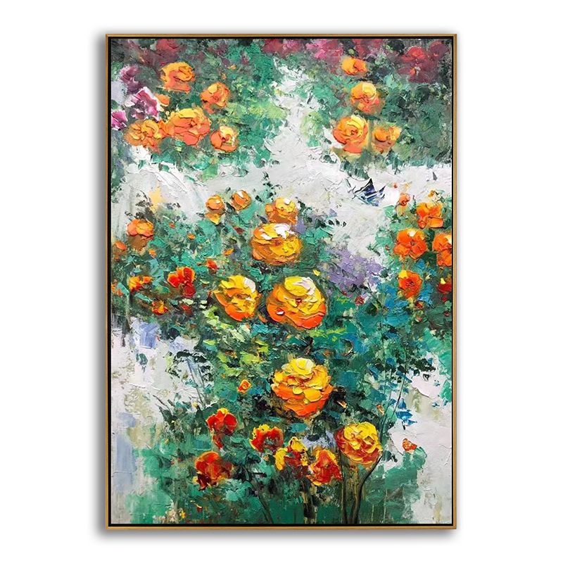 Yellow And Orange Flower Knife Painting on Canvas
