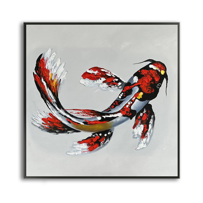 Hand Painted Koi Fish Canvas Art