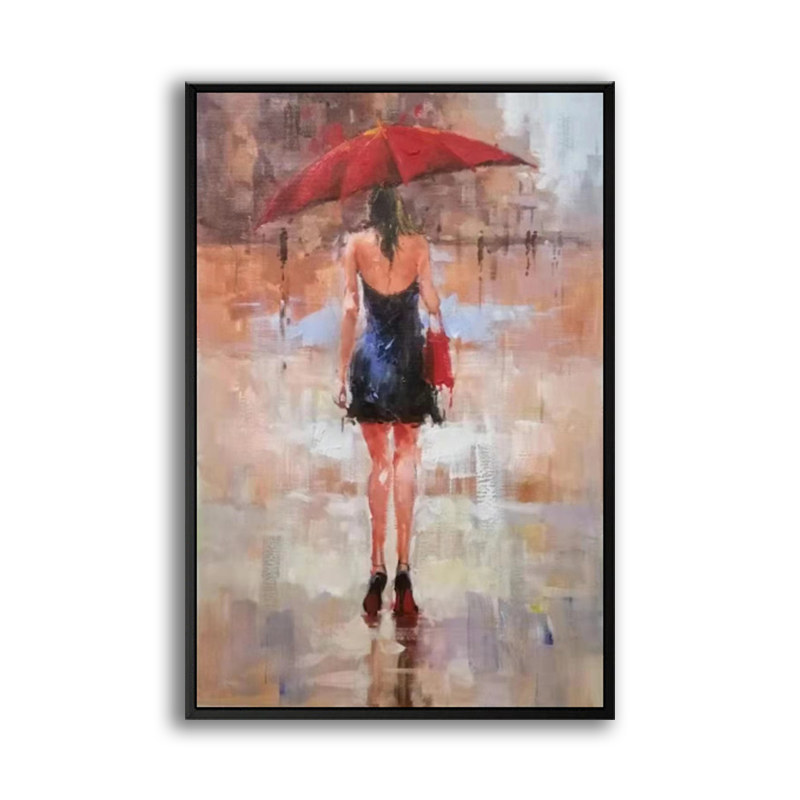 Impressionist Paintings Women with Red Umbrella